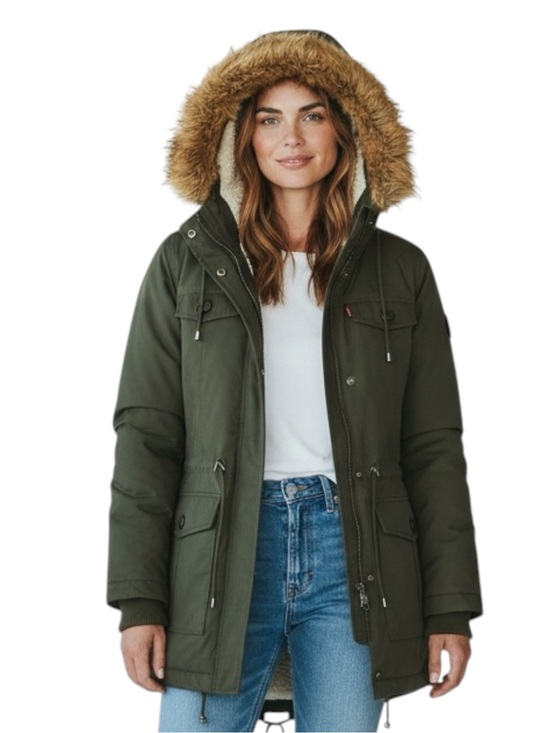 Levi's Jackets & Blazers - LEVI’s Hooded Parka w/ Faux Fur Trim in Olive Green Size Small — SUPER WARM!!!